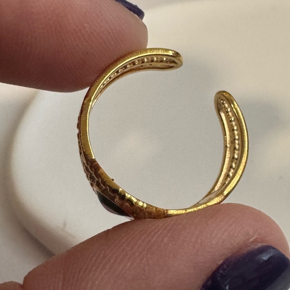 Gold Evil Eye Ring – Beaded Open Band – Size 7 – Protection Jewelry - Picture 6 of 8